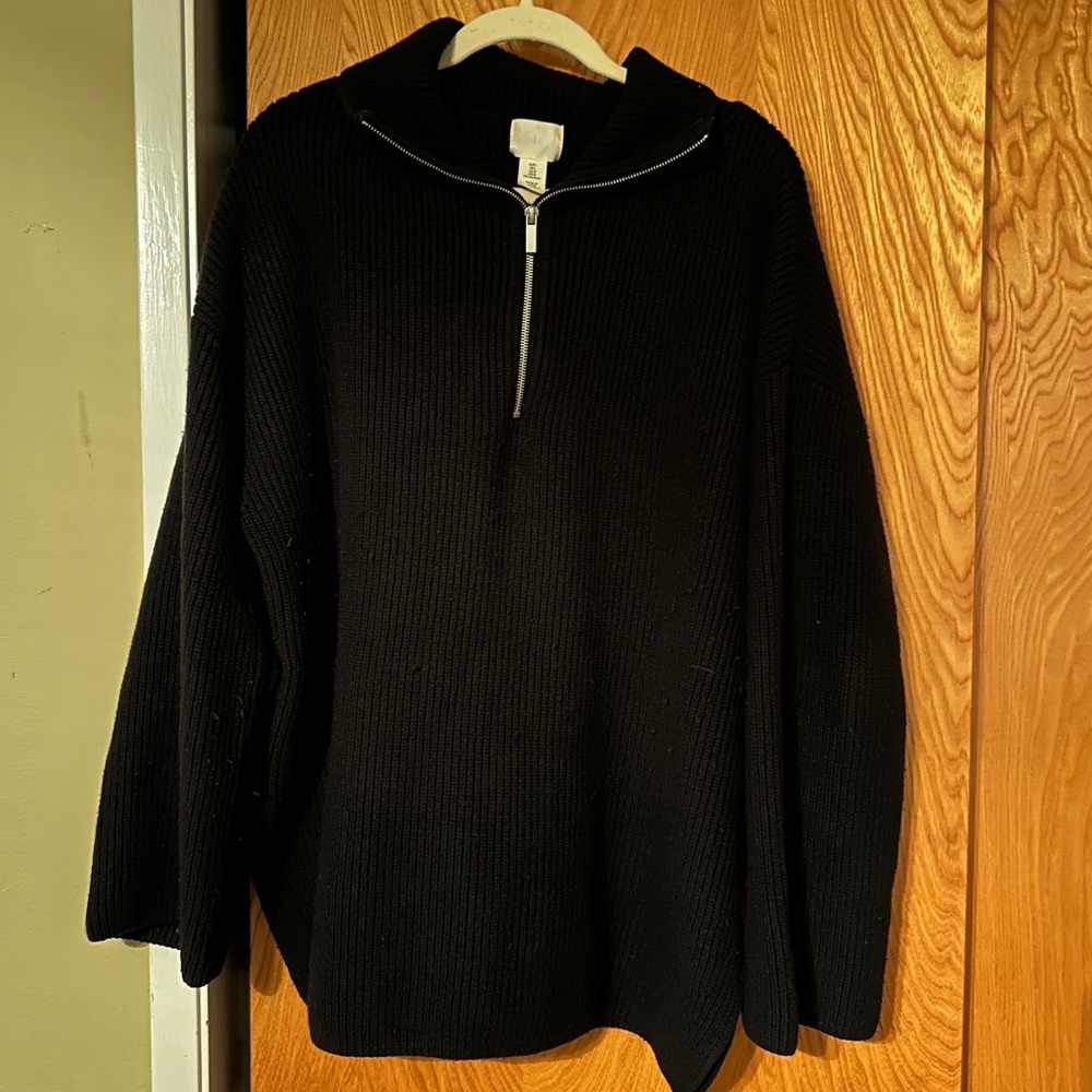 H&M Rib knot half-zip sweater size L - Picture 2 of 7